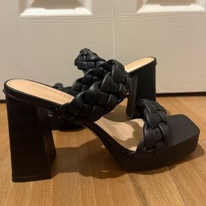 Sincerely Jules Black Braided Platform Heels